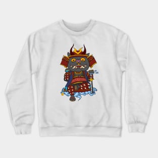 Oni samurai cat Devil cat blue on the cloud Crewneck Sweatshirt